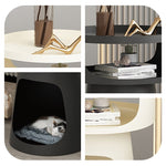 サイドテーブル 炭素鋼 幅40cm 猫スペース付き 2段収納 ソファ横テーブル ベッドサイド デザイン モダンインテリア ベージュ/ブラック 猫用ベッド兼用 サイドキャビネット おしゃれ シンプル 高級感