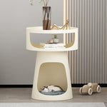 サイドテーブル 炭素鋼 幅40cm 猫スペース付き 2段収納 ソファ横テーブル ベッドサイド デザイン モダンインテリア ベージュ/ブラック 猫用ベッド兼用 サイドキャビネット おしゃれ シンプル 高級感