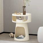 サイドテーブル 炭素鋼 幅40cm 猫スペース付き 2段収納 ソファ横テーブル ベッドサイド デザイン モダンインテリア ベージュ/ブラック 猫用ベッド兼用 サイドキャビネット おしゃれ シンプル 高級感