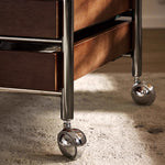 サイドテーブル・サイドワゴン・木製・キャスター付き・キッチンワゴン・ティーワゴン・おしゃれ・北欧風・収納ワゴン・トレイ付き・移動式・キッチン収納・サイドテーブル・多機能・リビング収納・茶器収納・ナチュラル/ウォルナットカラー/ブラック