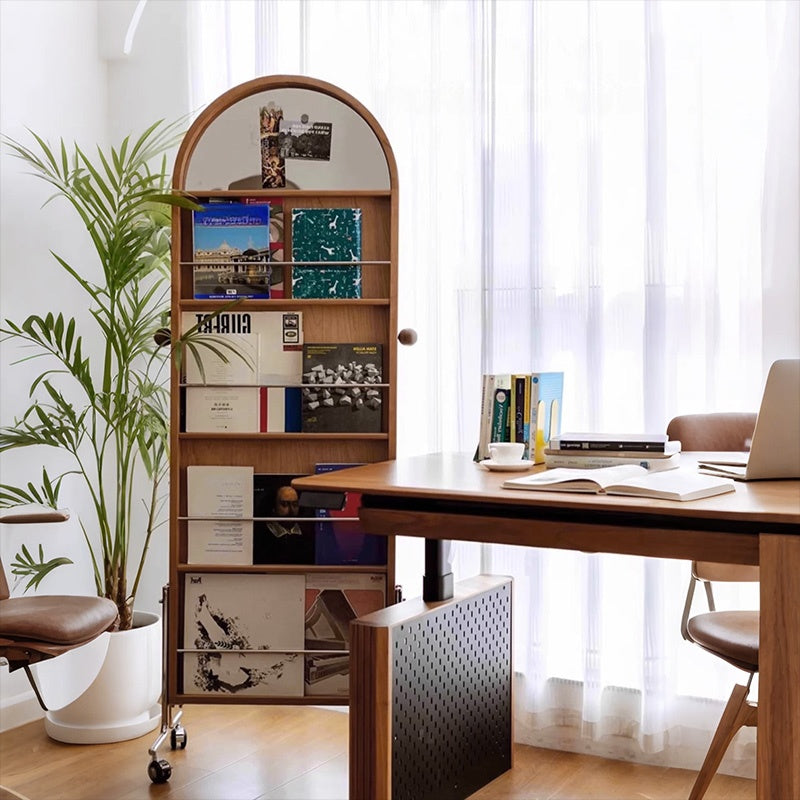 Casaconer | 姿見ミラー付きマガジンラック・全身鏡付き収納・キャスター付き・スタンドミラー・書類収納付き・移動式ワゴン・回転式ミラー・木製・ウォールナット/ナチュラル/ブラック・おしゃれ・一人暮らし・北欧風