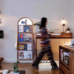 Casaconer | 姿見ミラー付きマガジンラック・全身鏡付き収納・キャスター付き・スタンドミラー・書類収納付き・移動式ワゴン・回転式ミラー・木製・ウォールナット/ナチュラル/ブラック・おしゃれ・一人暮らし・北欧風