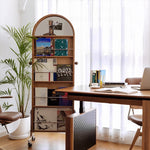 Casaconer | 姿見ミラー付きマガジンラック・全身鏡付き収納・キャスター付き・スタンドミラー・書類収納付き・移動式ワゴン・回転式ミラー・木製・ウォールナット/ナチュラル/ブラック・おしゃれ・一人暮らし・北欧風