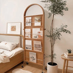 Casaconer | 姿見ミラー付きマガジンラック・全身鏡付き収納・キャスター付き・スタンドミラー・書類収納付き・移動式ワゴン・回転式ミラー・木製・ウォールナット/ナチュラル/ブラック・おしゃれ・一人暮らし・北欧風