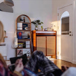 Casaconer | 姿見ミラー付きマガジンラック・全身鏡付き収納・キャスター付き・スタンドミラー・書類収納付き・移動式ワゴン・回転式ミラー・木製・ウォールナット/ナチュラル/ブラック・おしゃれ・一人暮らし・北欧風