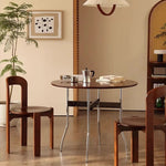 Casaconer | ダイニングテーブル・無垢材天板・スチール脚・円型・食卓テーブル・直径80cm/100cm・4人・6人掛け・おしゃれ・モダン・ナチュラル/ウォルナットカラー・リビング・お手入れ・耐摩耗・艶消し・丸テーブル