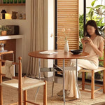 Casaconer | ダイニングテーブル・無垢材天板・スチール脚・円型・食卓テーブル・直径80cm/100cm・4人・6人掛け・おしゃれ・モダン・ナチュラル/ウォルナットカラー・リビング・お手入れ・耐摩耗・艶消し・丸テーブル