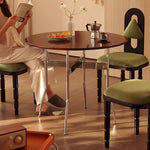 Casaconer | ダイニングテーブル・無垢材天板・スチール脚・円型・食卓テーブル・直径80cm/100cm・4人・6人掛け・おしゃれ・モダン・ナチュラル/ウォルナットカラー・リビング・お手入れ・耐摩耗・艶消し・丸テーブル