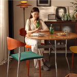 Casaconer | ダイニングテーブル・無垢材天板・スチール脚・円型・食卓テーブル・直径80cm/100cm・4人・6人掛け・おしゃれ・モダン・ナチュラル/ウォルナットカラー・リビング・お手入れ・耐摩耗・艶消し・丸テーブル