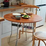 Casaconer | ダイニングテーブル・無垢材天板・スチール脚・円型・食卓テーブル・直径80cm/100cm・4人・6人掛け・おしゃれ・モダン・ナチュラル/ウォルナットカラー・リビング・お手入れ・耐摩耗・艶消し・丸テーブル