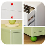スチール製 ベッドサイドテーブル 家庭用 寝室用 2段引き出し 収納キャビネット 可愛いデザイン グリーン ホワイト サイドテーブル 小型 省スペース ナイトテーブル 収納付き ミニキャビネット