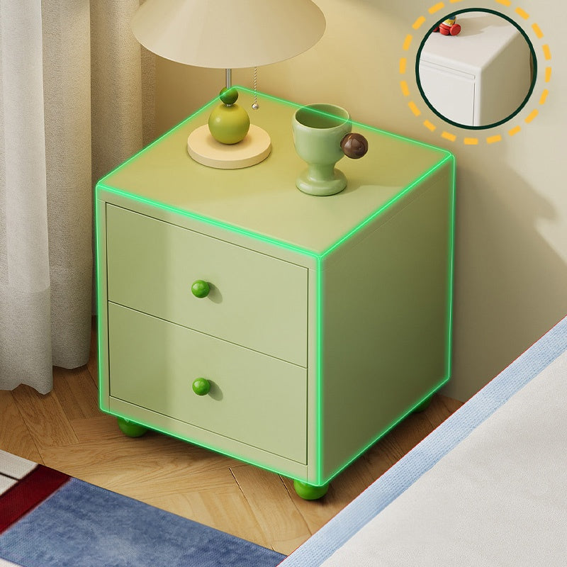 スチール製 ベッドサイドテーブル 家庭用 寝室用 2段引き出し 収納キャビネット 可愛いデザイン グリーン ホワイト サイドテーブル 小型 省スペース ナイトテーブル 収納付き ミニキャビネット