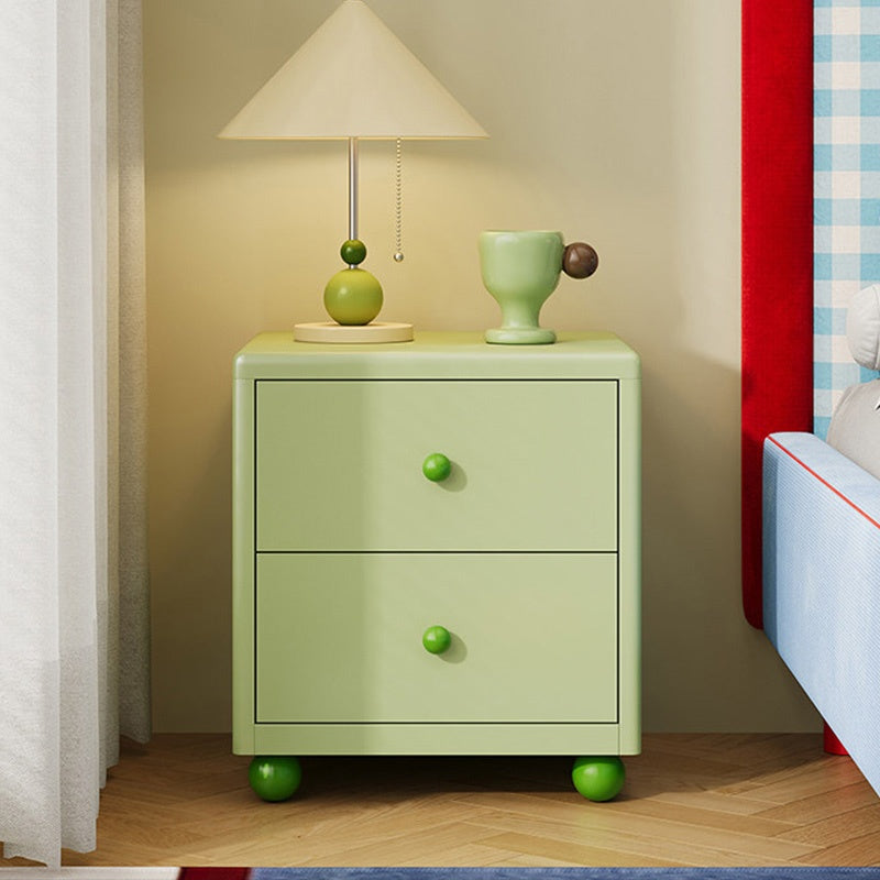スチール製 ベッドサイドテーブル 家庭用 寝室用 2段引き出し 収納キャビネット 可愛いデザイン グリーン ホワイト サイドテーブル 小型 省スペース ナイトテーブル 収納付き ミニキャビネット