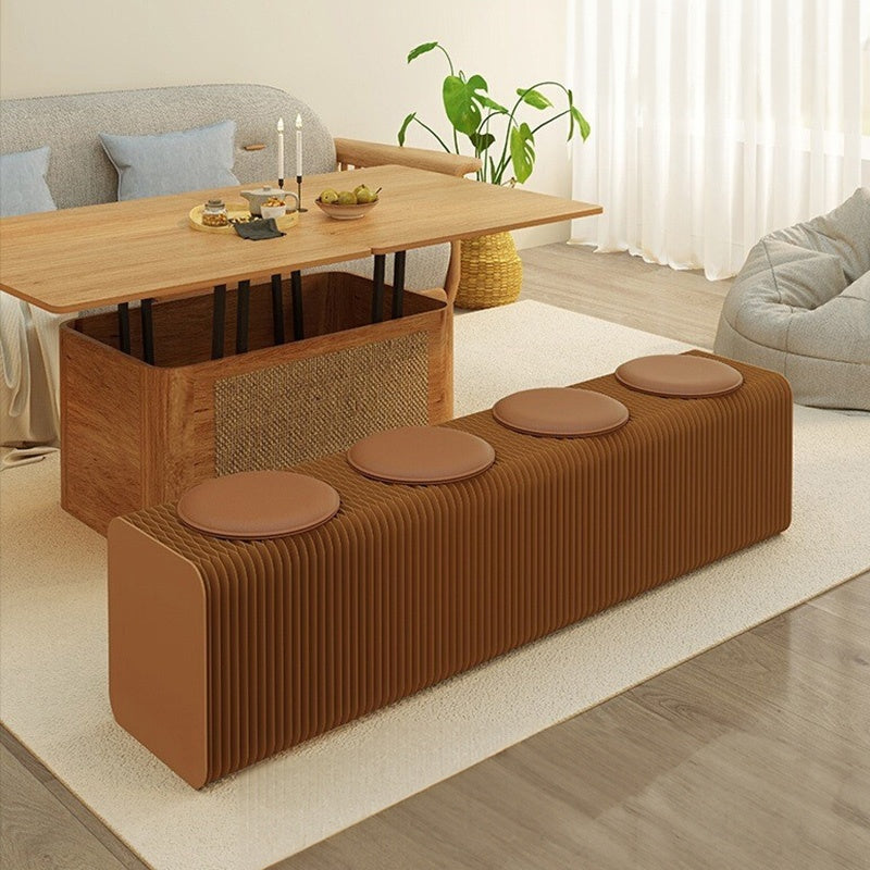 Casaconer | 伸縮式ペーパーベンチ・幅120~250cm・折りたたみ可能・軽量設計・コンパクト収納・スタイリッシュデザイン・紙素材使用・ホワイト/ブラウン