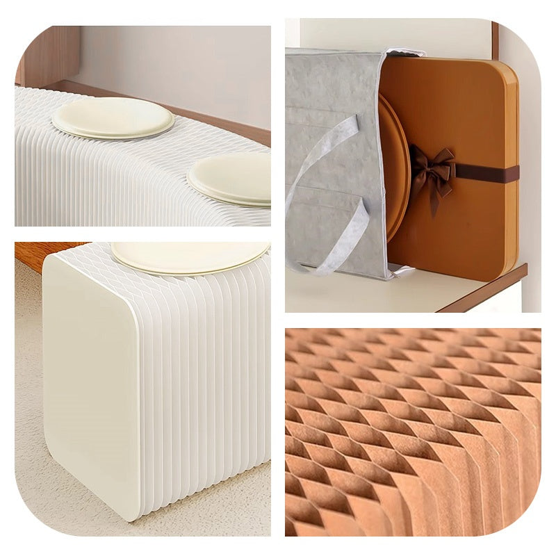 Casaconer | 伸縮式ペーパーベンチ・幅120~250cm・折りたたみ可能・軽量設計・コンパクト収納・スタイリッシュデザイン・紙素材使用・ホワイト/ブラウン