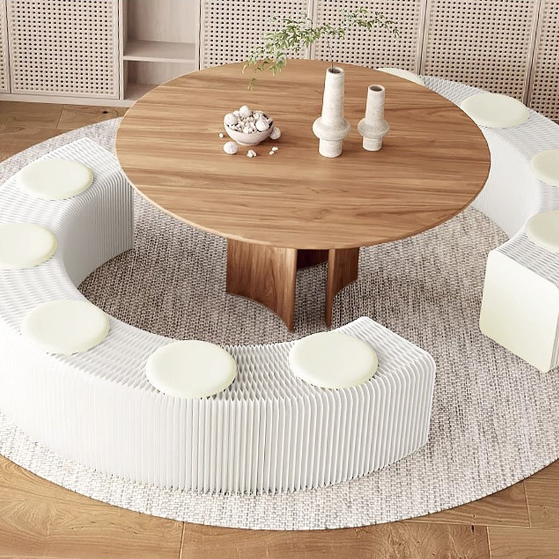 Casaconer | 伸縮式ペーパーベンチ・幅120~250cm・折りたたみ可能・軽量設計・コンパクト収納・スタイリッシュデザイン・紙素材使用・ホワイト/ブラウン