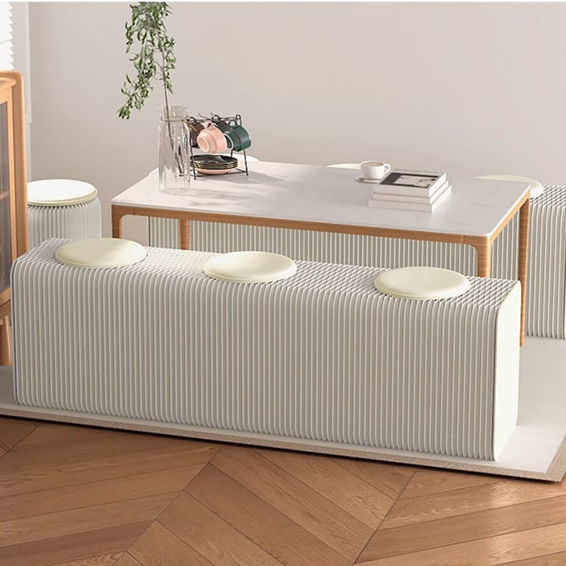 Casaconer | 伸縮式ペーパーベンチ・幅120~250cm・折りたたみ可能・軽量設計・コンパクト収納・スタイリッシュデザイン・紙素材使用・ホワイト/ブラウン