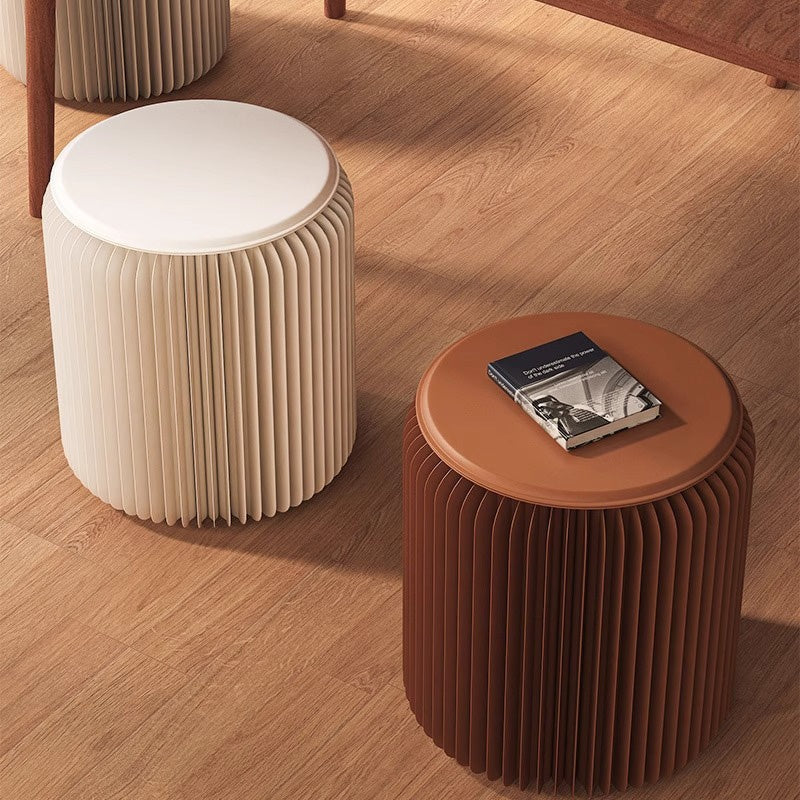 Casaconer | 折りたたみチェア・高さ30cm/40cm・丸型スツール・軽量設計・紙素材構造・コンパクト収納・持ち運び便利・ホワイト/ブラウン