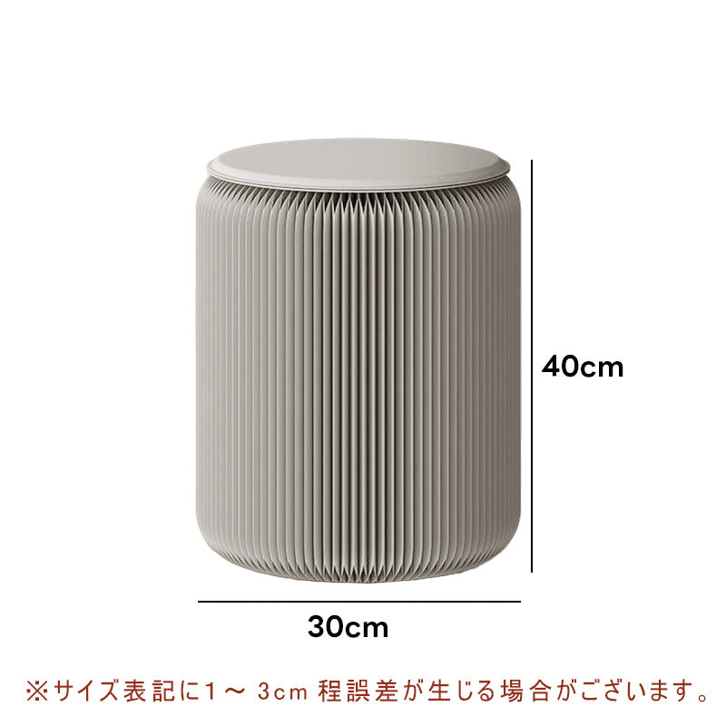 折りたたみチェア・高さ30cm/40cm・丸型スツール・軽量設計・紙素材構造・コンパクト収納・持ち運び便利・ホワイト/ブラウン