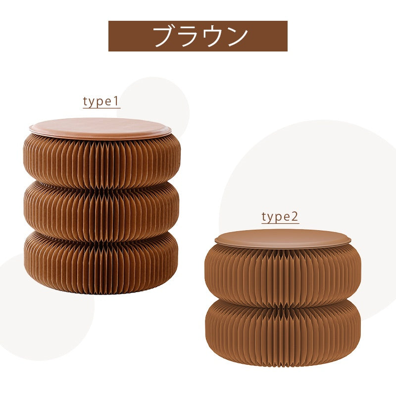 折りたたみ チェア おしゃれ 折りたたみチェア コンパクト おりたたみ 高さ30cm/40cm 丸型スツール 軽量設計 紙素材構造 コンパクト収納 持ち運び便利 ホワイト/ブラウン スツール 在宅ワーク 家具 整理 紙製 シンプル