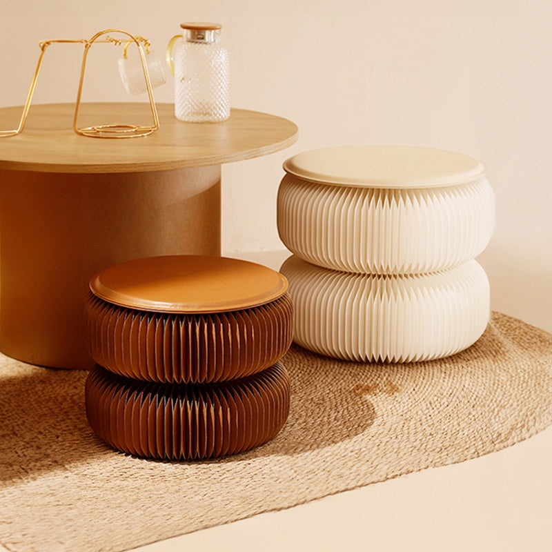 折りたたみ チェア おしゃれ 折りたたみチェア コンパクト おりたたみ 高さ30cm/40cm 丸型スツール 軽量設計 紙素材構造 コンパクト収納 持ち運び便利 ホワイト/ブラウン スツール 在宅ワーク 家具 整理 紙製 シンプル