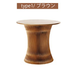 Casaconer | ダイニングテーブル・ラウンドテーブル・丸型・組立・折りたたみ収納可・軽量デザイン・紙素材脚部・モダンインテリアに最適・ホワイト/ブラウン