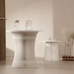 Casaconer | ダイニングテーブル・ラウンドテーブル・丸型・組立・折りたたみ収納可・軽量デザイン・紙素材脚部・モダンインテリアに最適・ホワイト/ブラウン