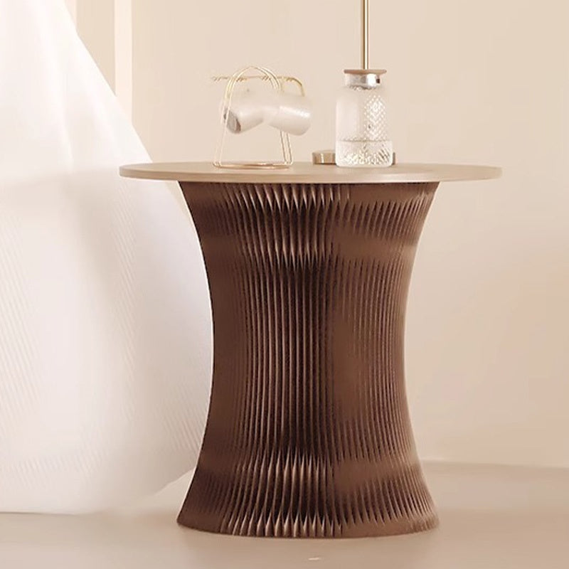 Casaconer | ダイニングテーブル・ラウンドテーブル・丸型・組立・折りたたみ収納可・軽量デザイン・紙素材脚部・モダンインテリアに最適・ホワイト/ブラウン