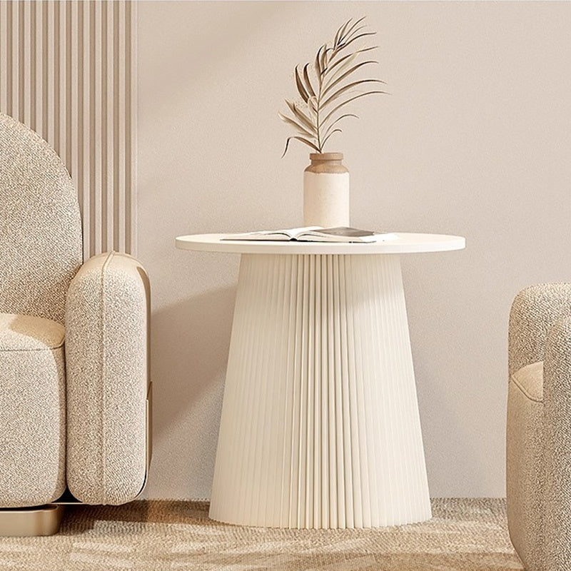 Casaconer | ダイニングテーブル・ラウンドテーブル・丸型・組立・折りたたみ収納可・軽量デザイン・紙素材脚部・モダンインテリアに最適・ホワイト/ブラウン