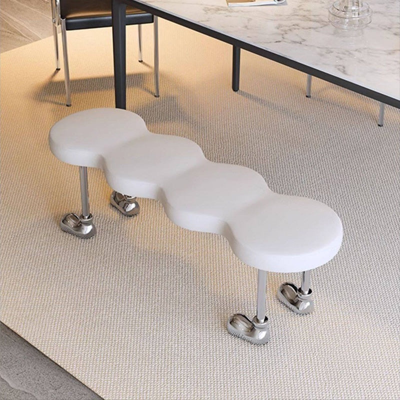 PUレザー デザインベンチ 可愛い 長椅子 シンプル クリエイティブ 金属脚 ユニーク ホワイト 白 ブラック 黒 ダイニングチェア インテリアベンチ モダン