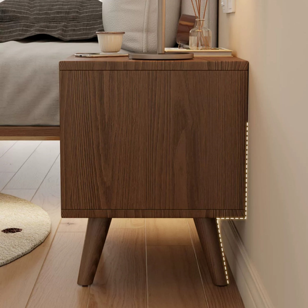 Casaconer | ナイトテーブル・木製ナイトテーブル・天然木・北欧・おしゃれ・収納・小物収納・寝室・幅45