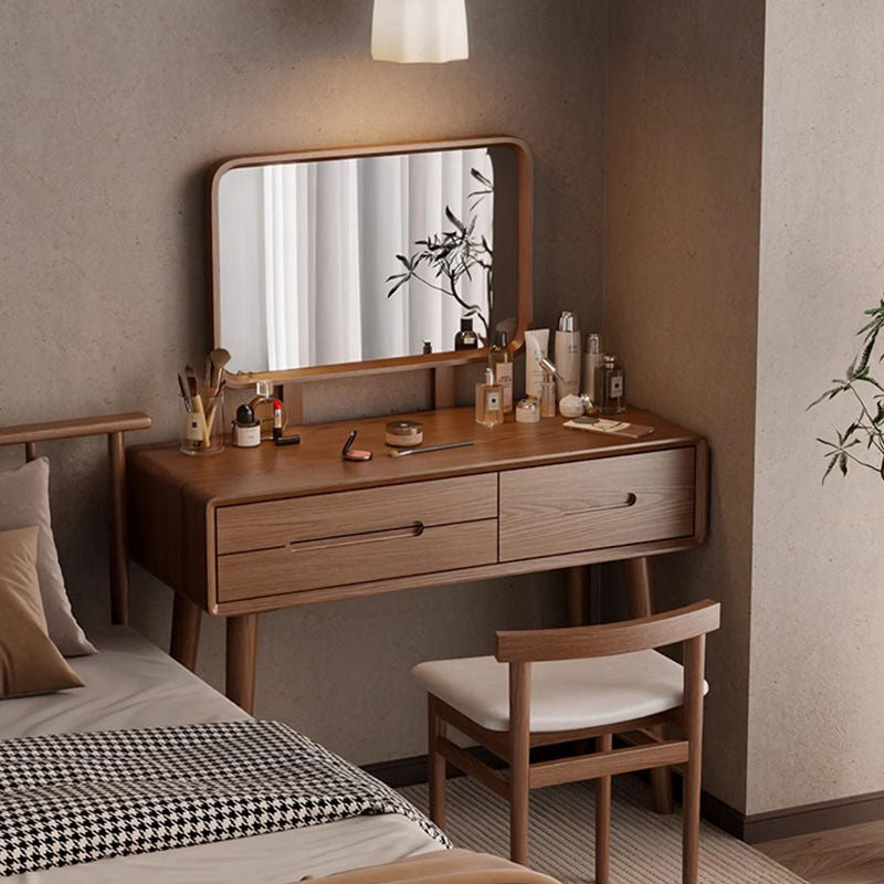 Casaconer | ドレッサー・テーブル・2点セット・ドレッサーデスク・おしゃれ・卓上・コンパクト・木製・木・幅80cm・省スペース・収納・メイクテーブル・カフェ・化粧台・スリム・鏡台・パソコンデスク・ワンルーム・一人暮らし・可愛い・北欧・ナチュラル・引き出し付き