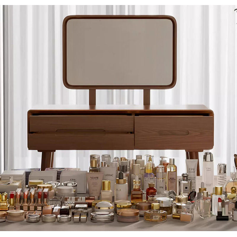 Casaconer | ドレッサー・テーブル・2点セット・ドレッサーデスク・おしゃれ・卓上・コンパクト・木製・木・幅80cm・省スペース・収納・メイクテーブル・カフェ・化粧台・スリム・鏡台・パソコンデスク・ワンルーム・一人暮らし・可愛い・北欧・ナチュラル・引き出し付き