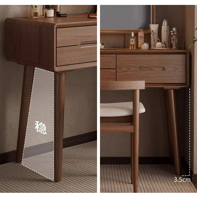 Casaconer | ドレッサー・テーブル・2点セット・ドレッサーデスク・おしゃれ・卓上・コンパクト・木製・木・幅80cm・省スペース・収納・メイクテーブル・カフェ・化粧台・スリム・鏡台・パソコンデスク・ワンルーム・一人暮らし・可愛い・北欧・ナチュラル・引き出し付き