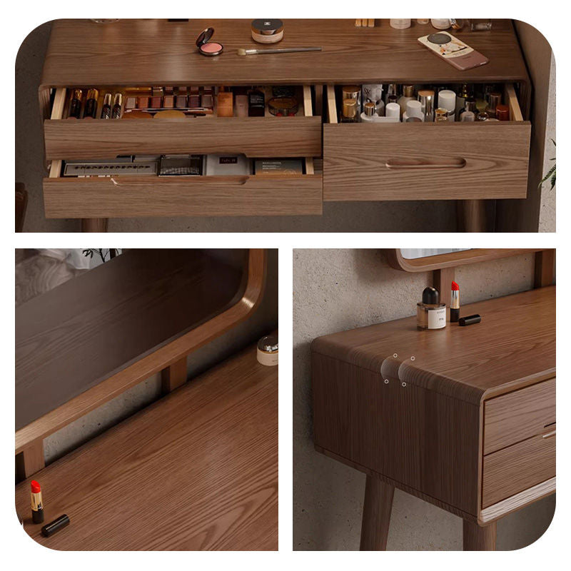 Casaconer | ドレッサー・テーブル・2点セット・ドレッサーデスク・おしゃれ・卓上・コンパクト・木製・木・幅80cm・省スペース・収納・メイクテーブル・カフェ・化粧台・スリム・鏡台・パソコンデスク・ワンルーム・一人暮らし・可愛い・北欧・ナチュラル・引き出し付き