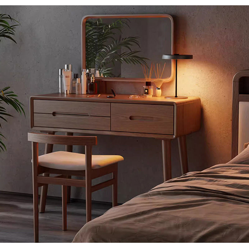 Casaconer | ドレッサー・テーブル・2点セット・ドレッサーデスク・おしゃれ・卓上・コンパクト・木製・木・幅80cm・省スペース・収納・メイクテーブル・カフェ・化粧台・スリム・鏡台・パソコンデスク・ワンルーム・一人暮らし・可愛い・北欧・ナチュラル・引き出し付き