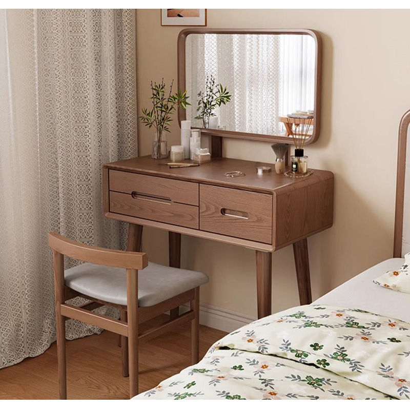 Casaconer | ドレッサー・テーブル・2点セット・ドレッサーデスク・おしゃれ・卓上・コンパクト・木製・木・幅80cm・省スペース・収納・メイクテーブル・カフェ・化粧台・スリム・鏡台・パソコンデスク・ワンルーム・一人暮らし・可愛い・北欧・ナチュラル・引き出し付き