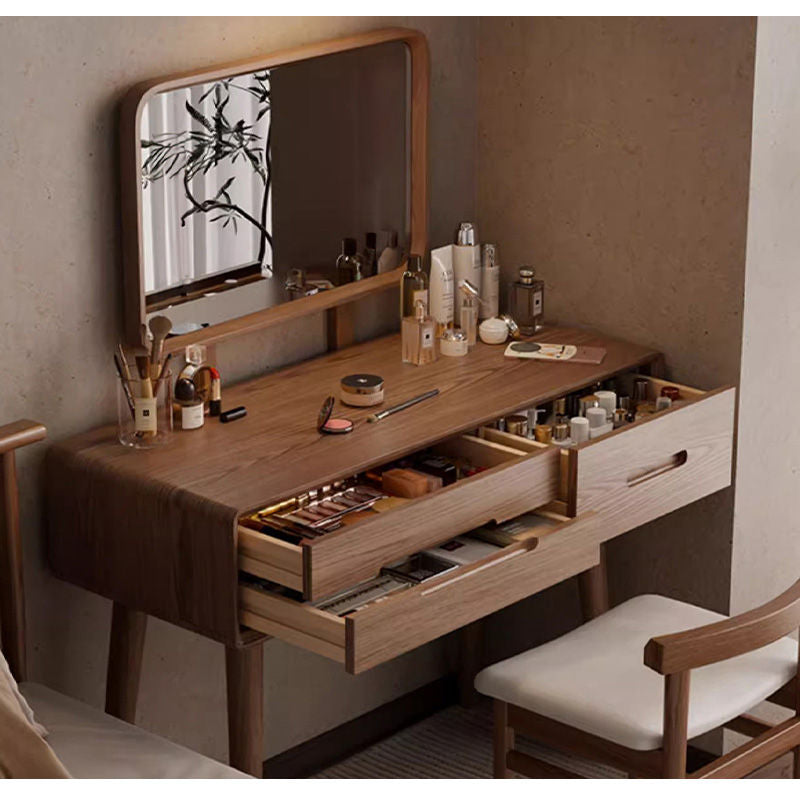 Casaconer | ドレッサー・テーブル・2点セット・ドレッサーデスク・おしゃれ・卓上・コンパクト・木製・木・幅80cm・省スペース・収納・メイクテーブル・カフェ・化粧台・スリム・鏡台・パソコンデスク・ワンルーム・一人暮らし・可愛い・北欧・ナチュラル・引き出し付き