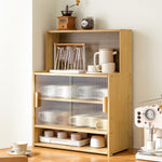 Casaconer | キッチンラック・スリム・卓上食器棚・幅55cm・食器棚・卓上・本棚・一人暮らし・カウンター上・キッチン・卓上ラック・小さめ・収納・ラック・卓上・本棚・ミニ・調味料ラック・オープンラック・竹製・引き戸・調味料ラック・小型・省スペース・ミニ食器棚