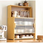 Casaconer | キッチンラック・スリム・卓上食器棚・幅55cm・食器棚・卓上・本棚・一人暮らし・カウンター上・キッチン・卓上ラック・小さめ・収納・ラック・卓上・本棚・ミニ・調味料ラック・オープンラック・竹製・引き戸・調味料ラック・小型・省スペース・ミニ食器棚