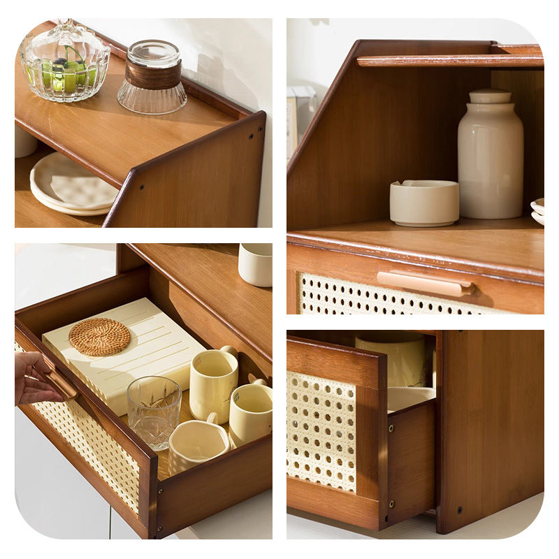 Casaconer | ミニ食器棚・竹製・おしゃれ・ナチュラル・キッチン収納・収納ラック・収納棚・一人暮らし・幅50・奥行き34