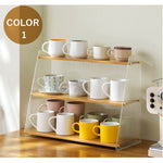 Casaconer | 食器棚・竹制・おしゃれ・ナチュラル・キッチン収納棚・収納ラック・収納棚・幅50・2段