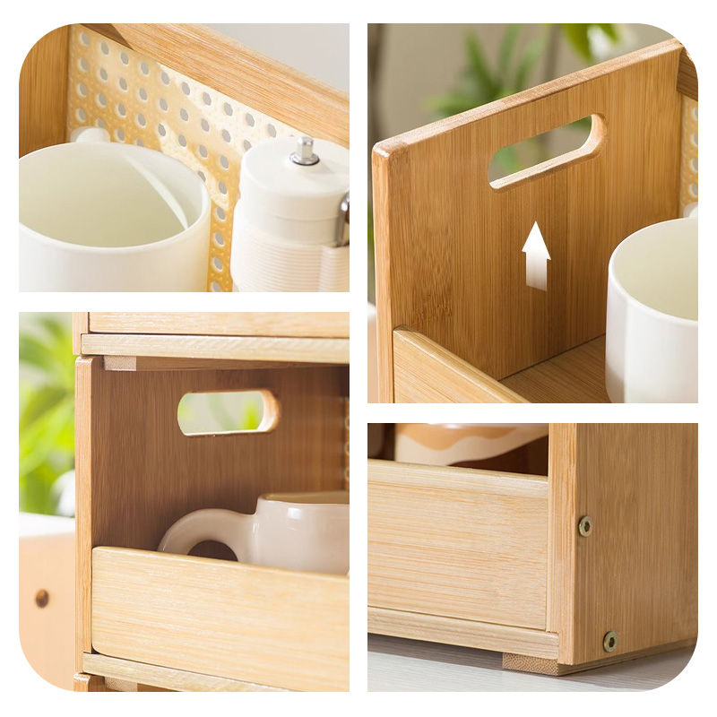 Casaconer | ミニ食器棚・竹製・おしゃれ・ナチュラル・キッチン収納・収納ラック・収納棚・一人暮らし・幅35・奥行き18