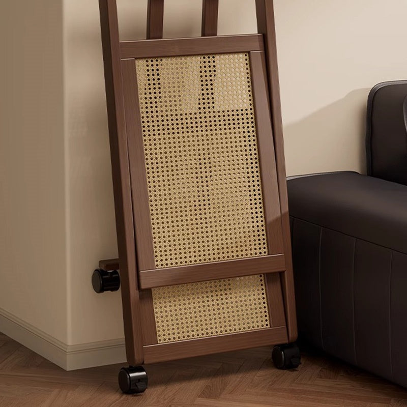 Casaconer | 折りたたみサイドワゴン・キャスター付き・収納ワゴン・ラタン調天板・竹製・多機能ワゴン・2段/3段タイプ・ウォルナットカラー・おしゃれ・キッチンワゴン・ブックワゴン・サイドテーブル・コンパクト収納