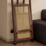 Casaconer | 折りたたみサイドワゴン・キャスター付き・収納ワゴン・ラタン調天板・竹製・多機能ワゴン・2段/3段タイプ・ウォルナットカラー・おしゃれ・キッチンワゴン・ブックワゴン・サイドテーブル・コンパクト収納