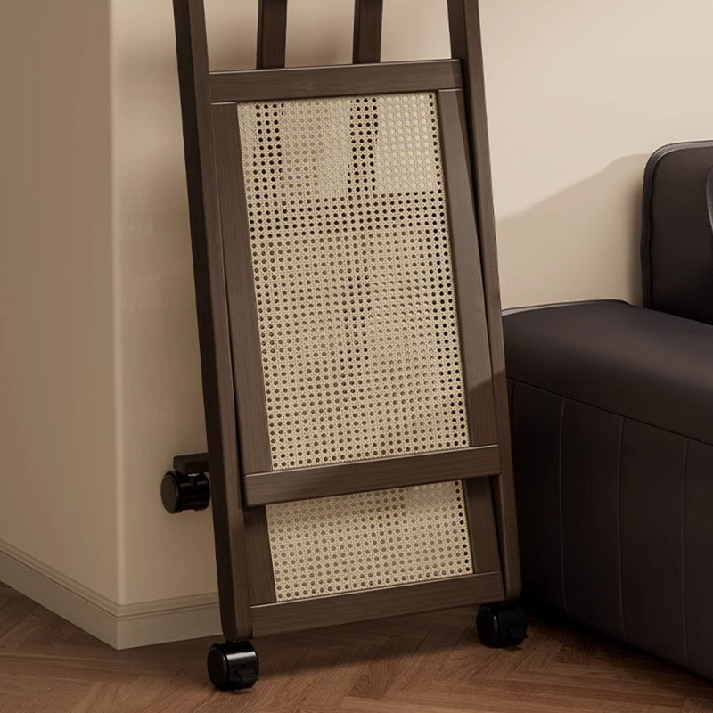 折りたたみサイドワゴン・キャスター付き・収納ワゴン・ラタン調天板・竹製・多機能ワゴン・2段/3段タイプ・ウォルナットカラー・おしゃれ・キッチンワゴン・ブックワゴン・サイドテーブル・コンパクト収納