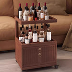 Casaconer | ナイトテーブル・サイドテーブル・キャスター付き・引き出し収納付き・アクリル天板・竹製・おしゃれ・ミニワゴン・サイドワゴン・ベッドサイドテーブル・60cm高さ・ウォルナットカラー・コンパクト・寝室用