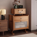 Casaconer | サイドテーブル・ナイトテーブル・竹製・ロボット風デザイン・ナイトテーブル・アクリル板収納・引き出し付き・多機能・収納棚・幅53cm・コンパクト・おしゃれ・竹材・サイドチェスト