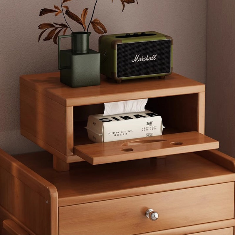 Casaconer | サイドテーブル・ナイトテーブル・竹製・ロボット風デザイン・ナイトテーブル・アクリル板収納・引き出し付き・多機能・収納棚・幅53cm・コンパクト・おしゃれ・竹材・サイドチェスト