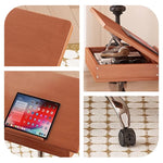 Casaconer | 昇降式テーブル・傾斜天板付き・サイドテーブル・収納付き・キャスター付き・竹製・無段階高さ調節・高さ68~90cm・多機能デスク・ワークテーブル・ミニテーブル・角度調節・幅66cm・おしゃれ・コンパクト・在宅ワーク